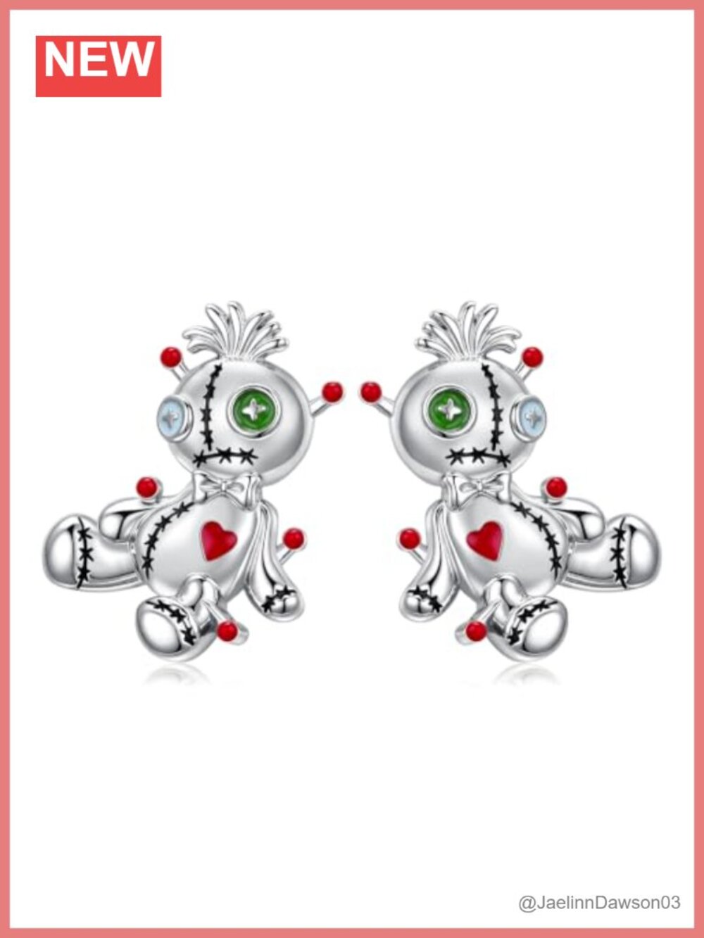 925 Sterling Silver Voodoo Doll Stud Earrings Gothic Horror Jewelry Gift